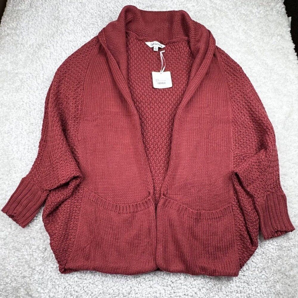 Davi & Dani Chill Of Fall Cardigan Sweater Rust Red Orange NEW